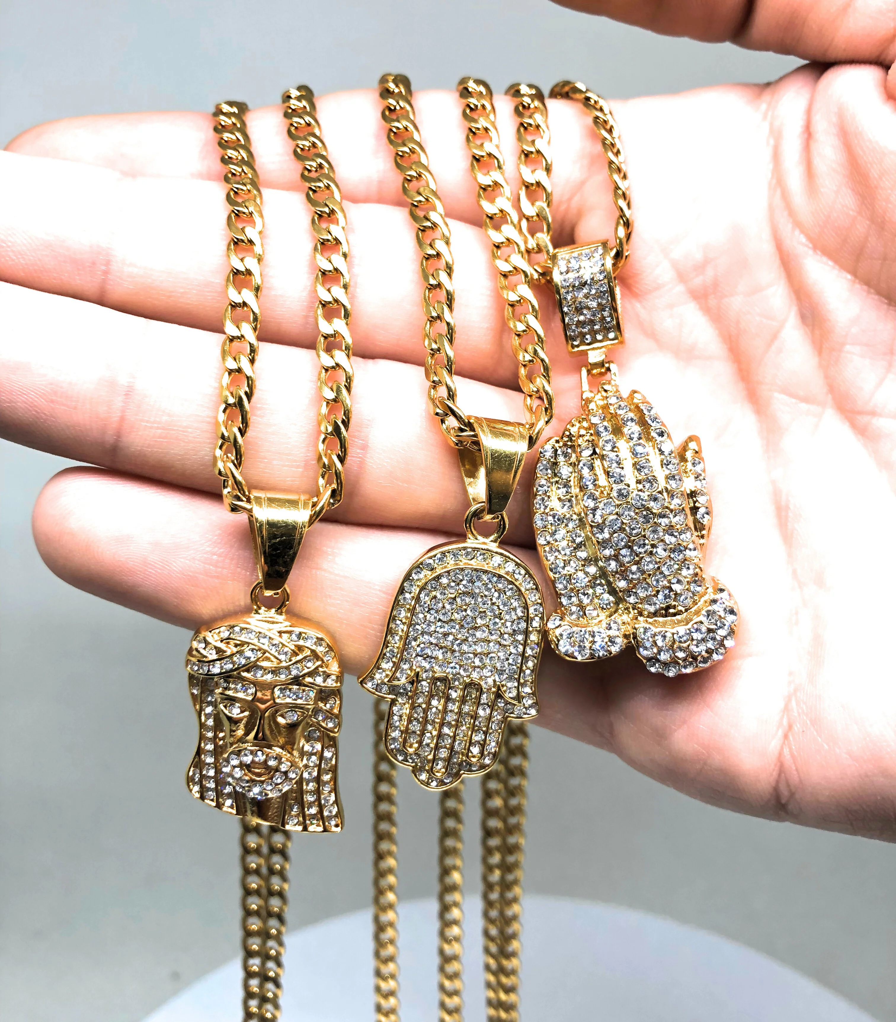 Iced Out Gold Plated Micro Jesus Face CZ Pendant Necklace 30” Cuban Link Chain - Image 6