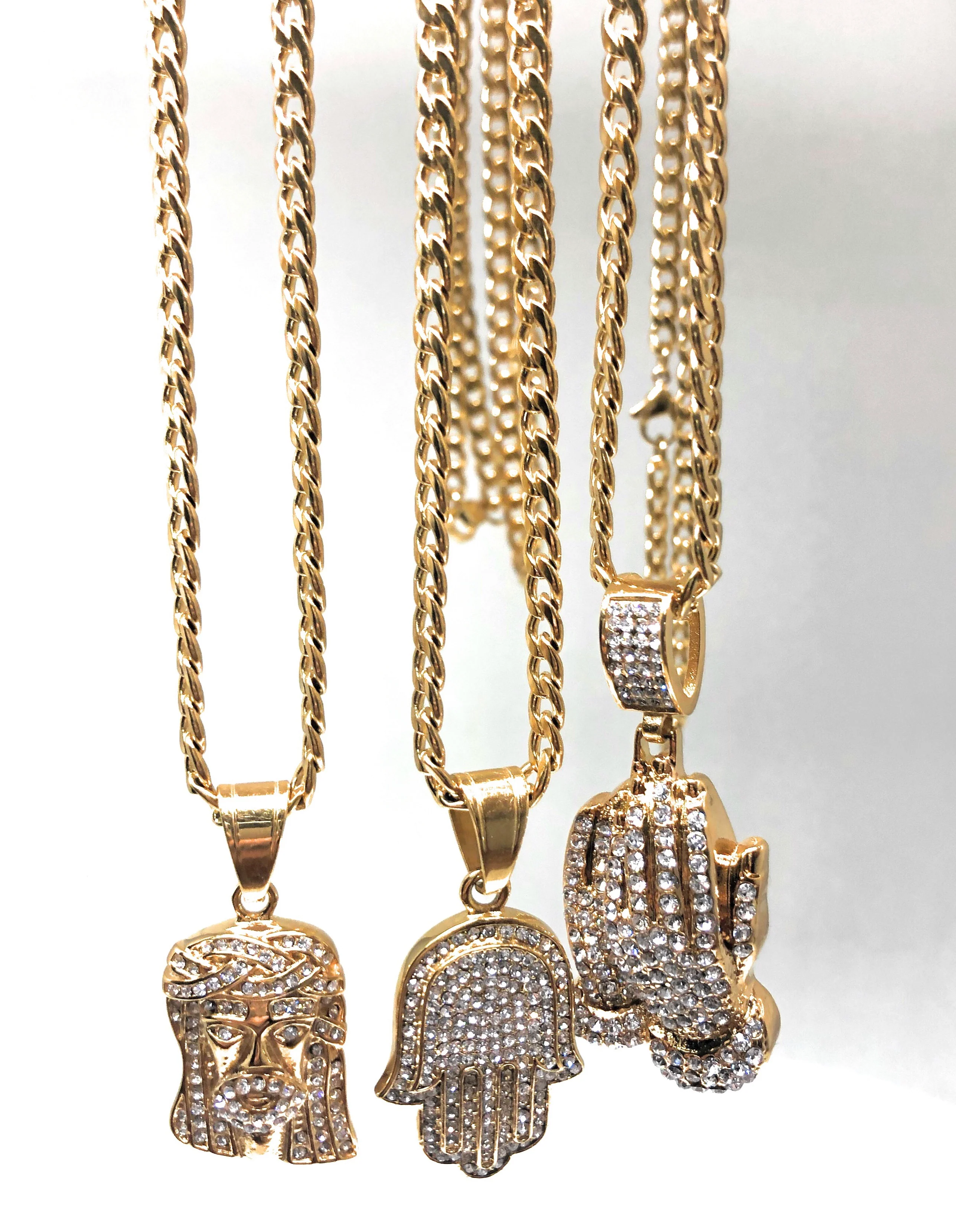 Iced Out Gold Plated Micro Jesus Face CZ Pendant Necklace 30” Cuban Link Chain - Image 7
