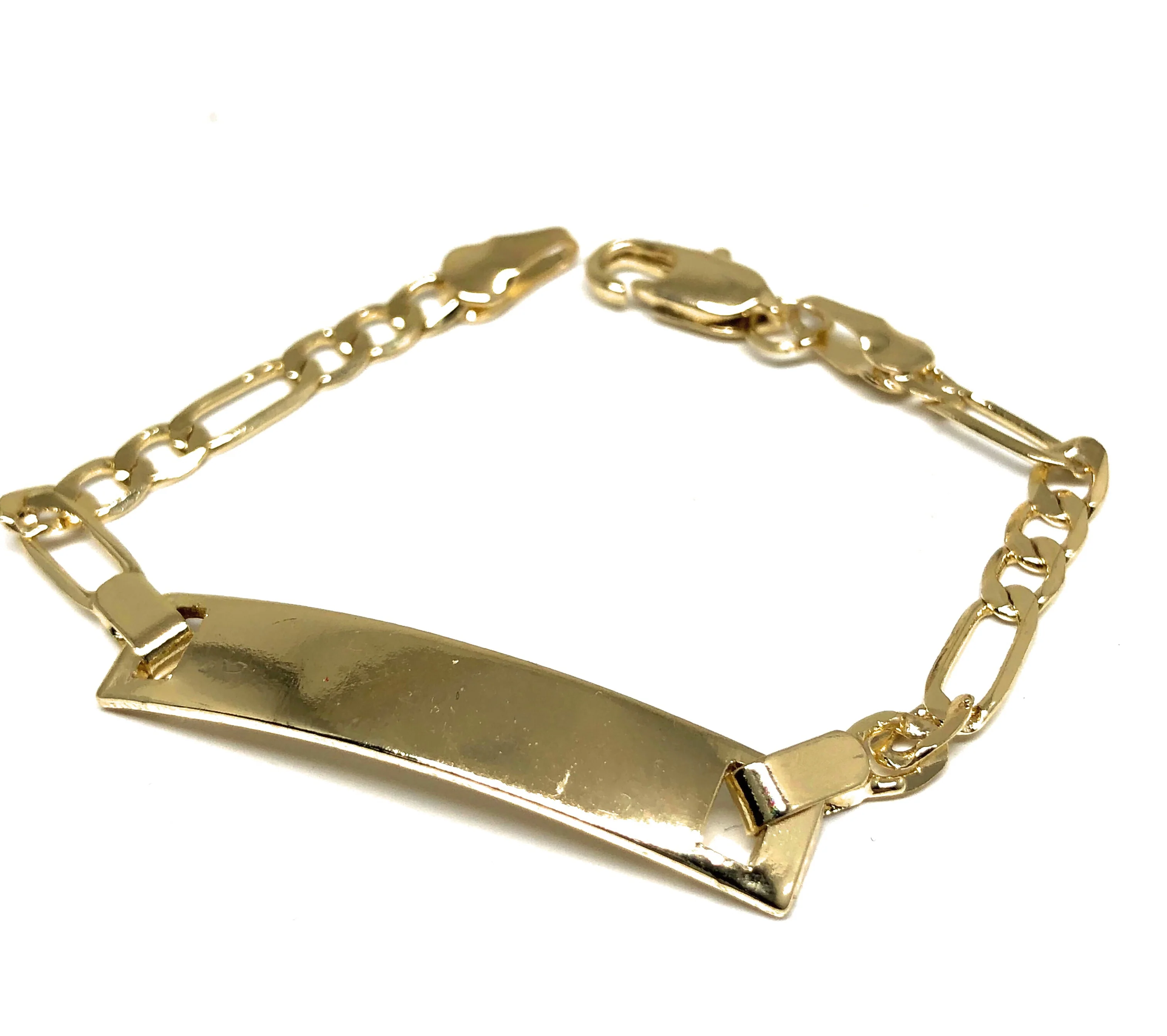 Kids’s Ages 1-6 Gold Plated ID Figaro Bracelet 5.5” 3mm Width Esclava - Image 3
