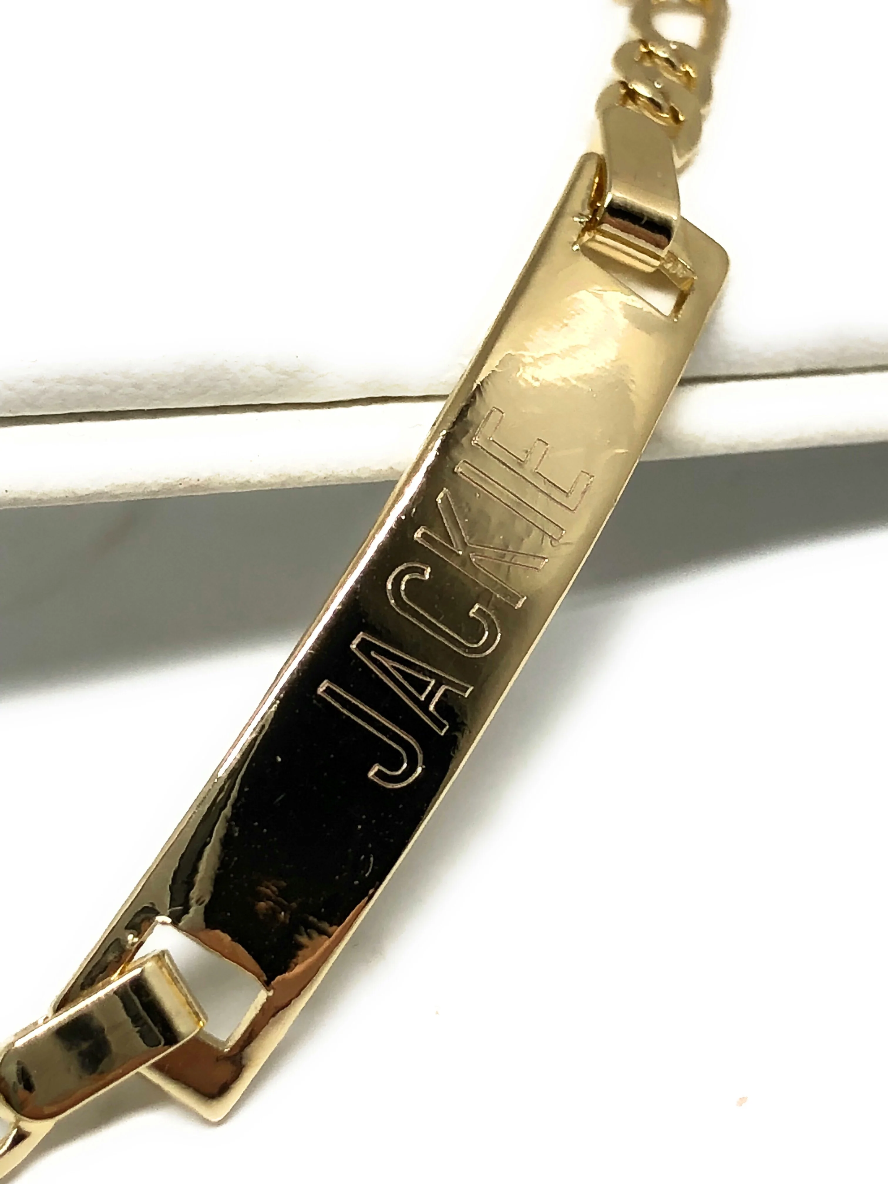 Kids’s Ages 7-13 Gold Plated ID Bracelet 6.5” 3mm Width Esclava - Image 7
