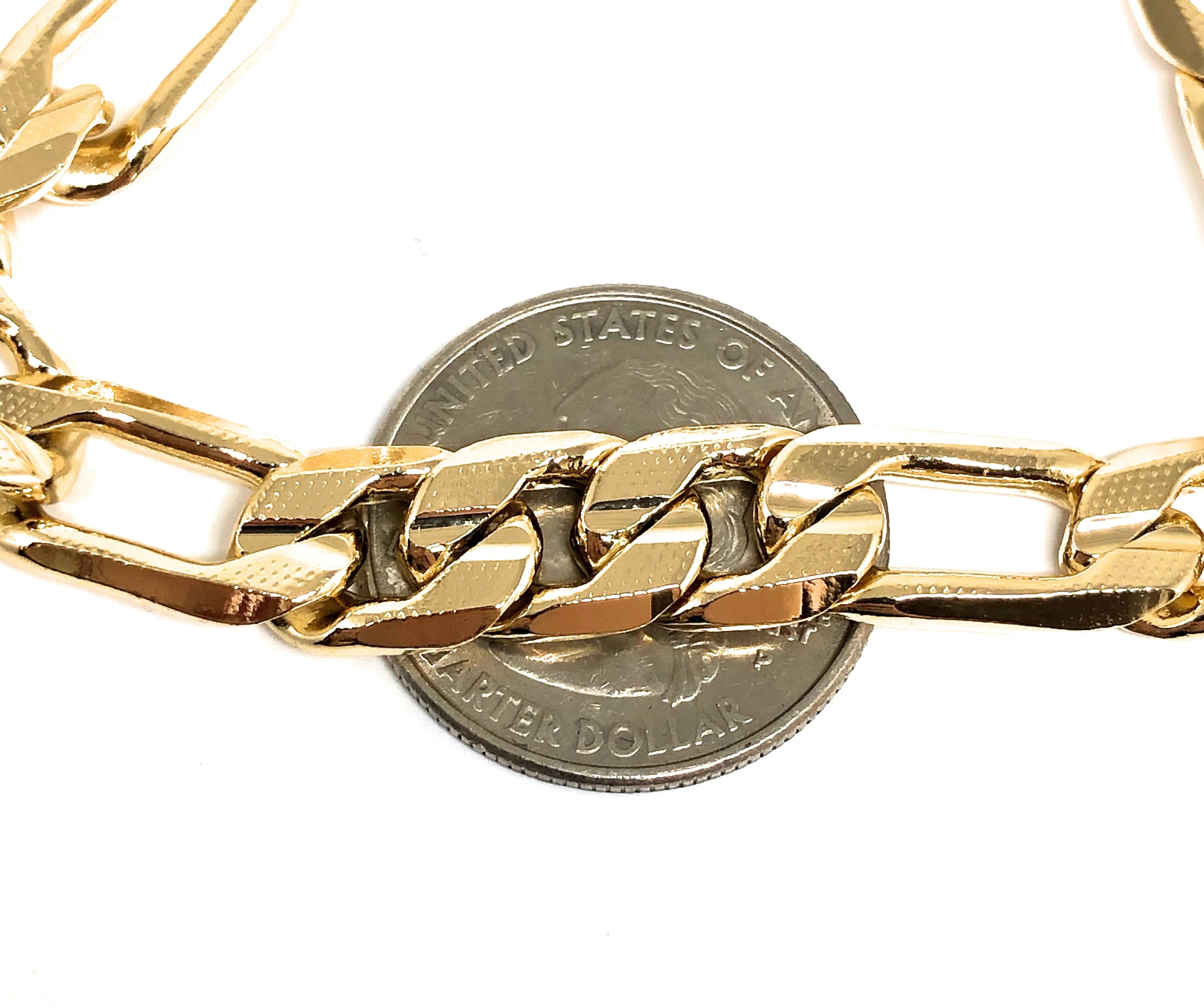 Men’s Gold Plated FIGARO Bracelet 8.5” 7mm Width Esclava - Image 3