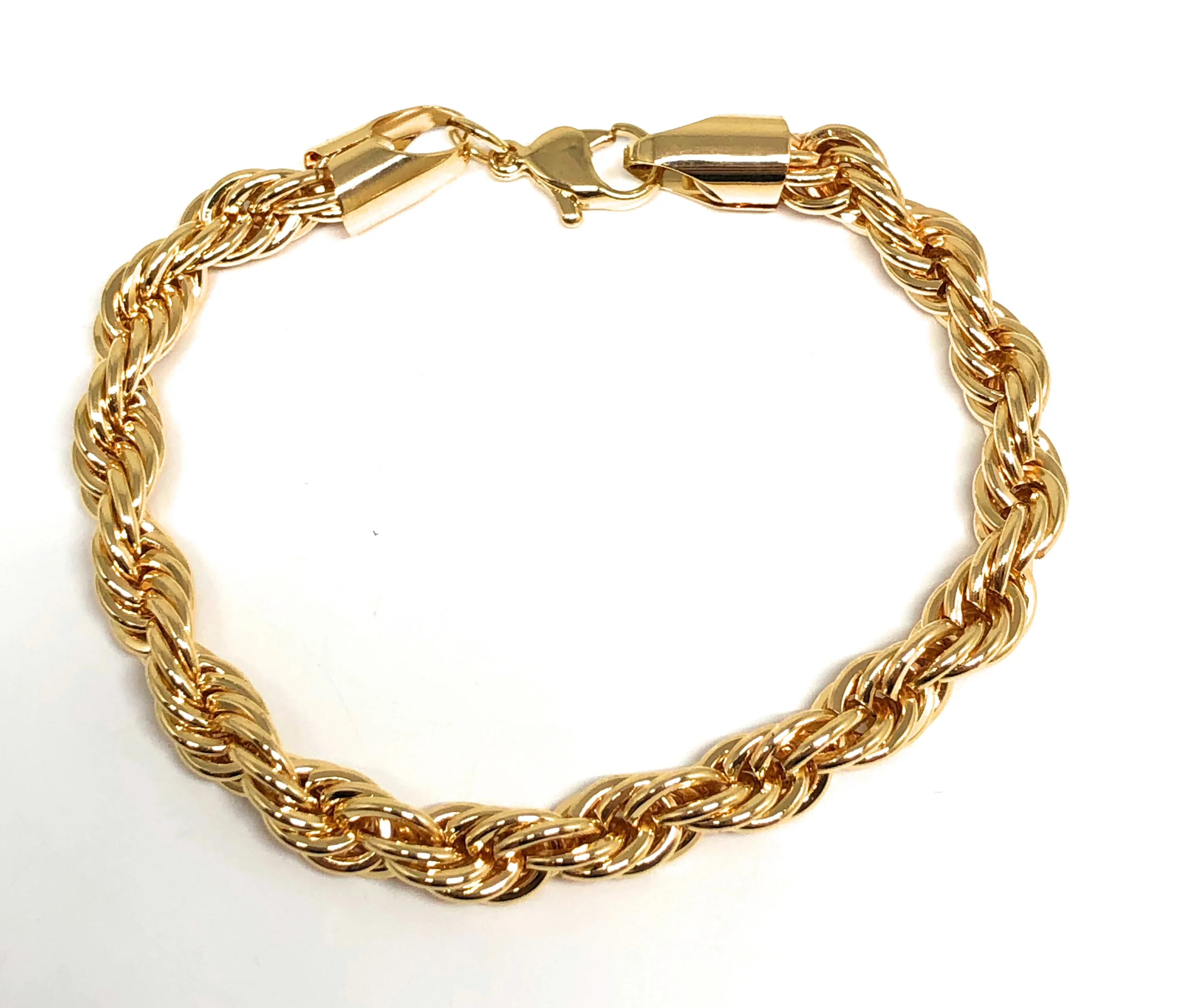 Men’s Gold Plated ROPE Bracelet 8” 7mm Width Esclava - Image 4