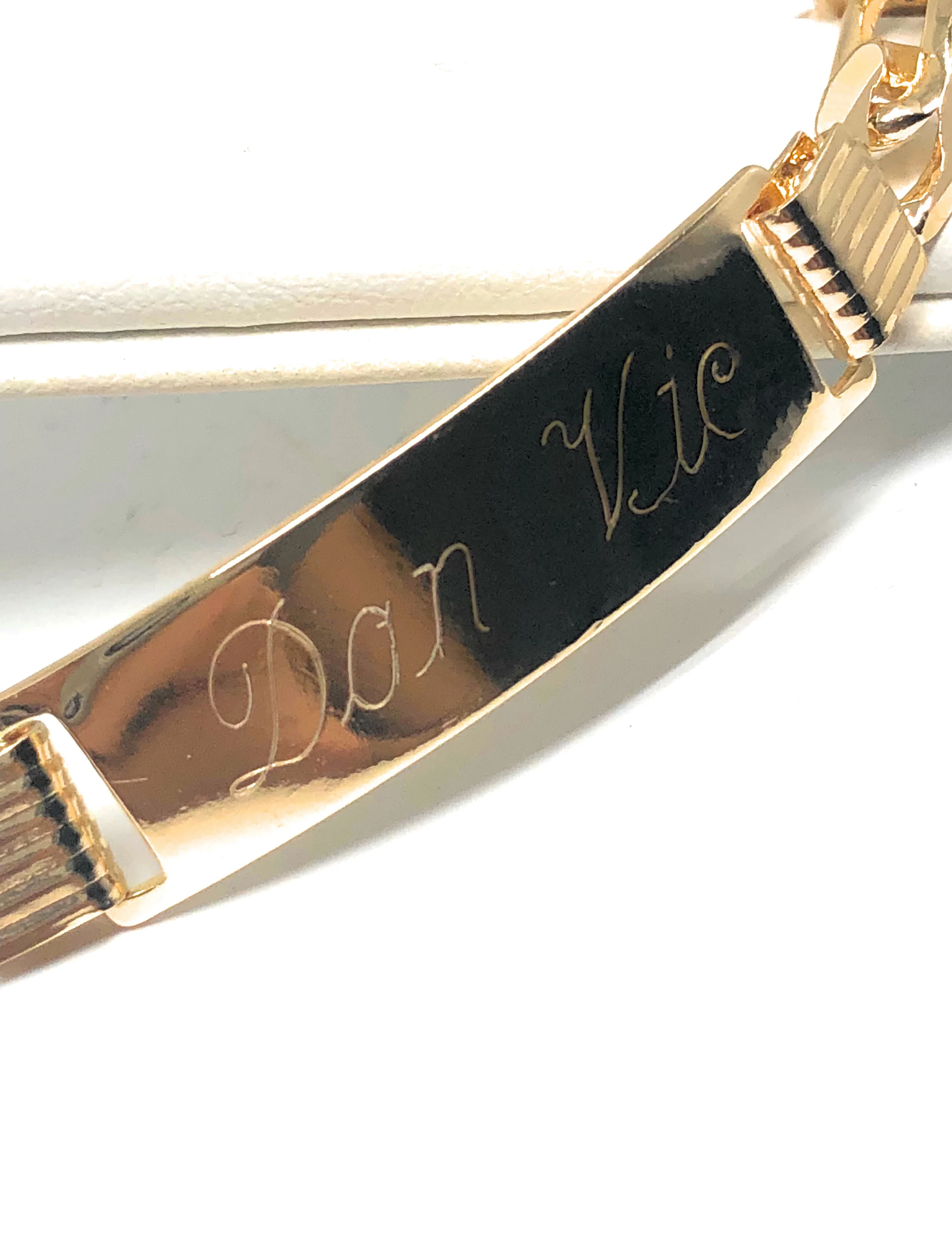 Men’s Gold Plated Tri-color ID Bracelet 8.5” 8mm Width Esclava - Image 8
