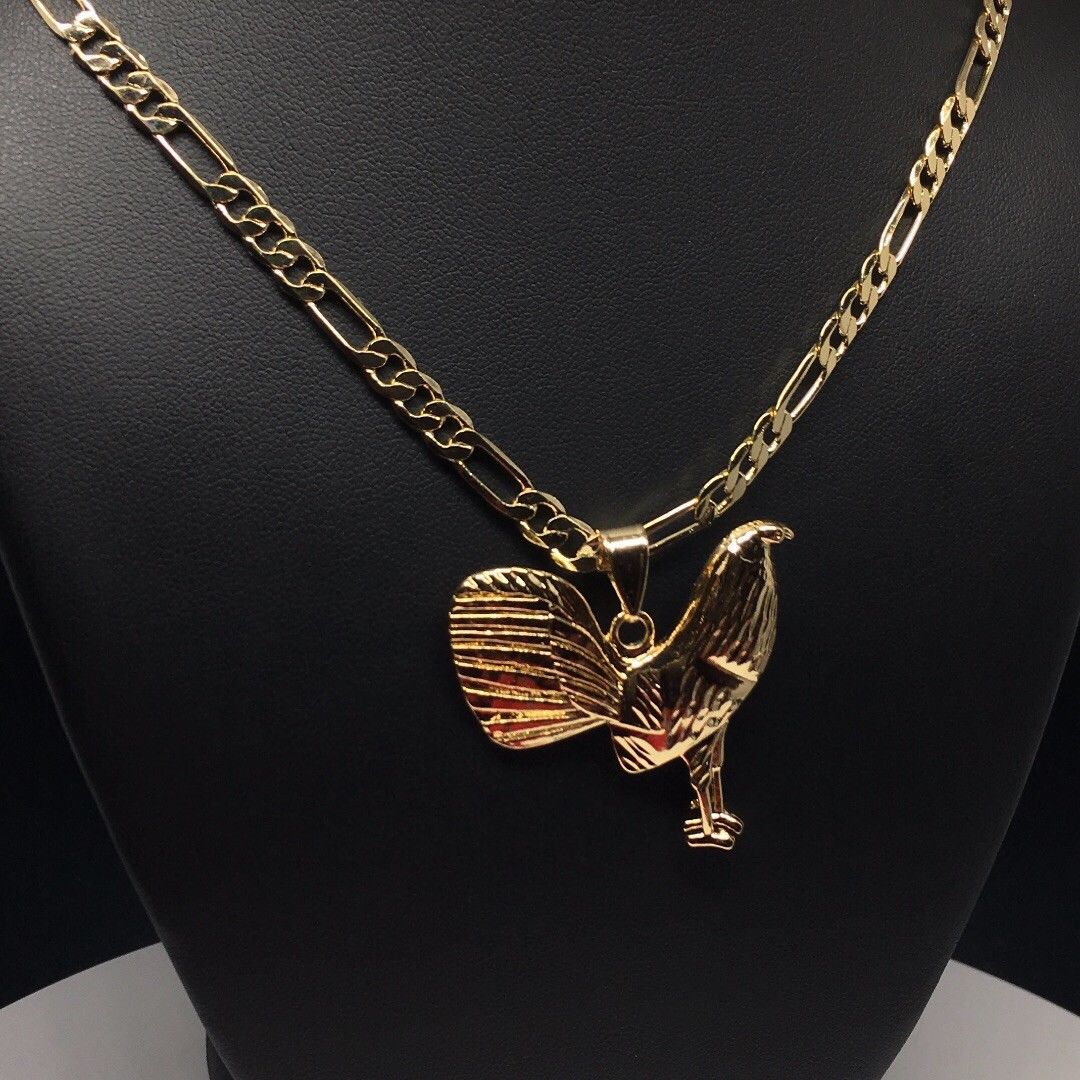 Gallo Medalla Gold Plated Chicken Rooster Pendant Necklace 26" Cadena Oro Lamina - Image 10