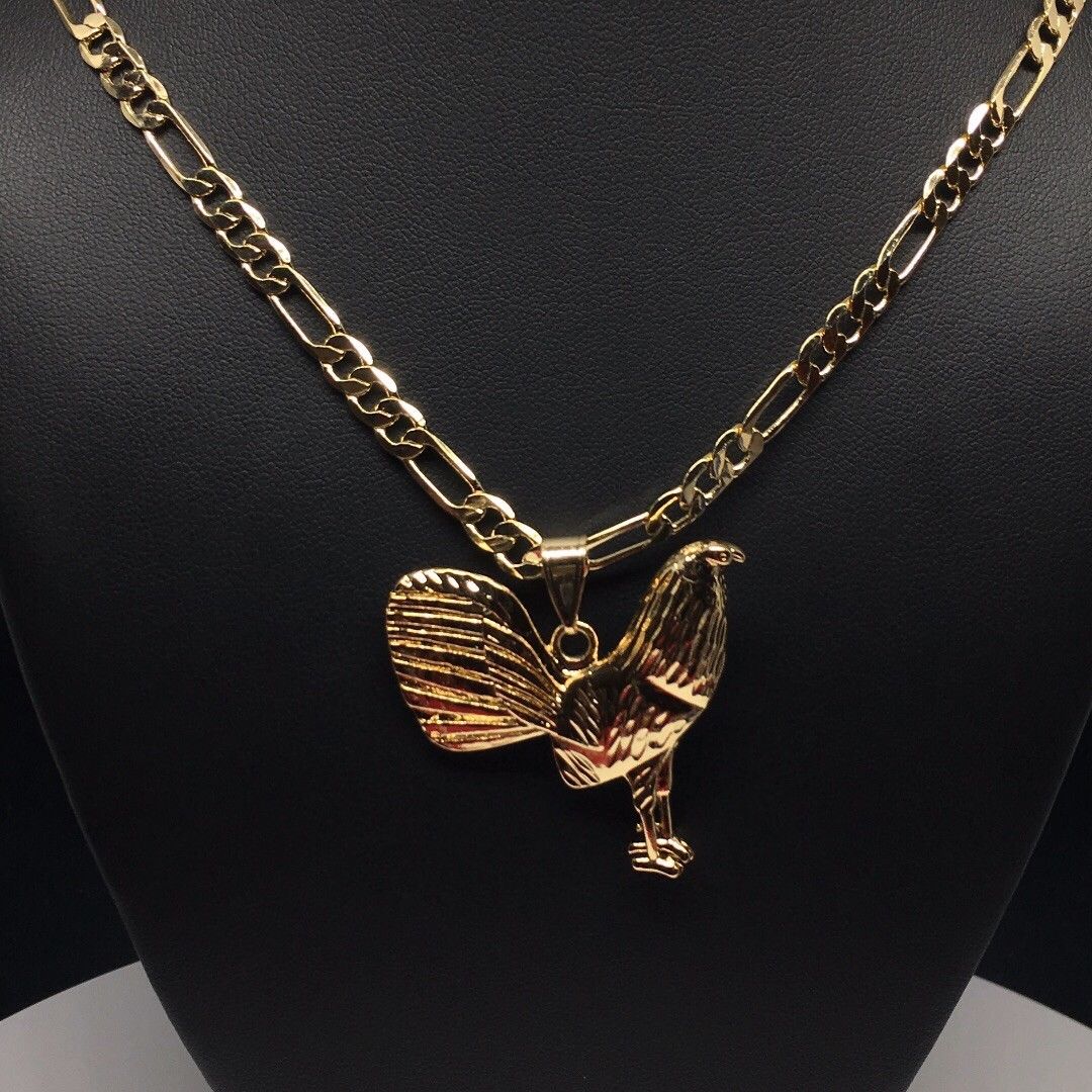 Gallo Medalla Gold Plated Chicken Rooster Pendant Necklace 26" Cadena Oro Lamina - Image 11