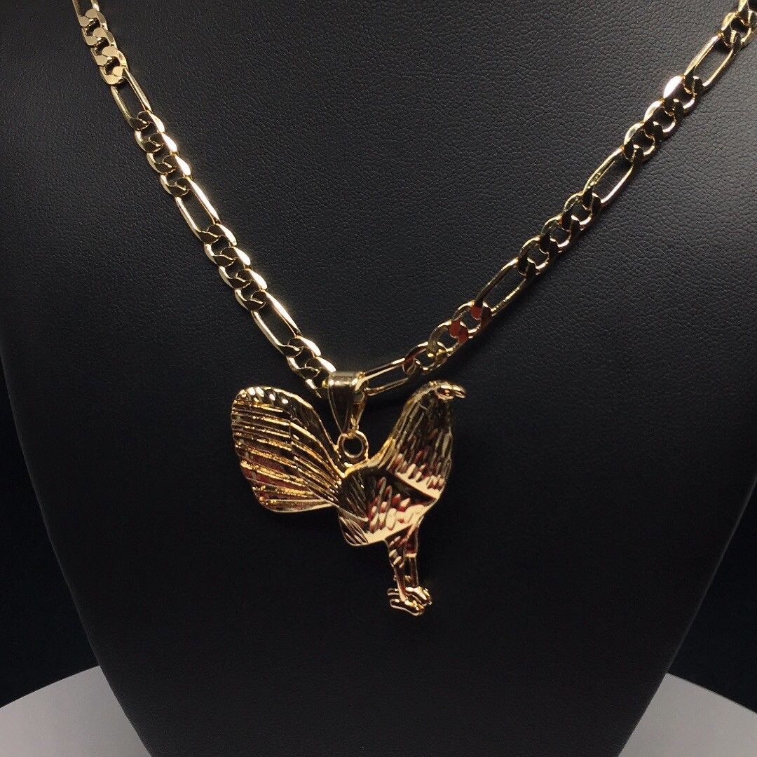 Gallo Medalla Gold Plated Chicken Rooster Pendant Necklace 26" Cadena Oro Lamina - Image 12