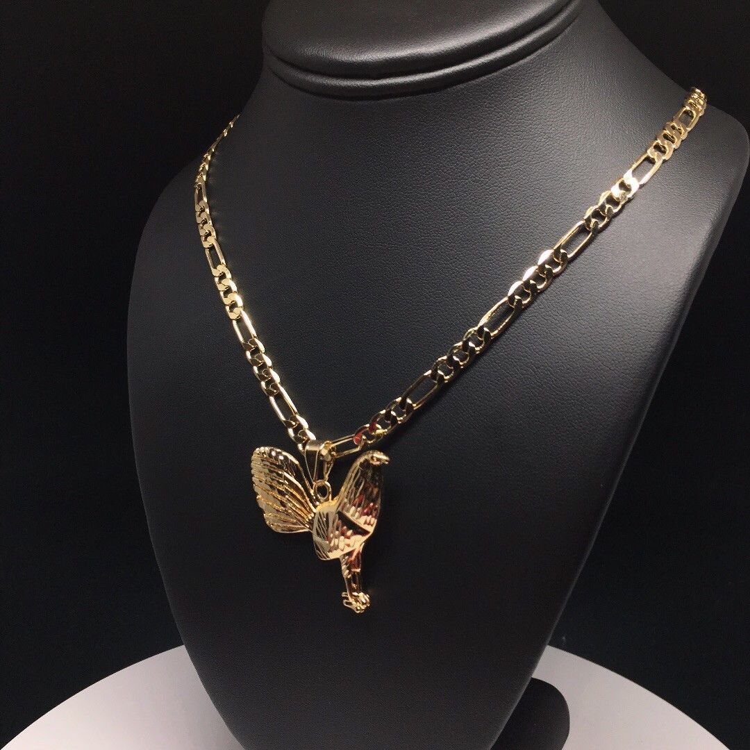 Gallo Medalla Gold Plated Chicken Rooster Pendant Necklace 26" Cadena Oro Lamina - Image 3