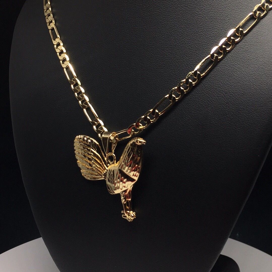 Gallo Medalla Gold Plated Chicken Rooster Pendant Necklace 26" Cadena Oro Lamina - Image 4