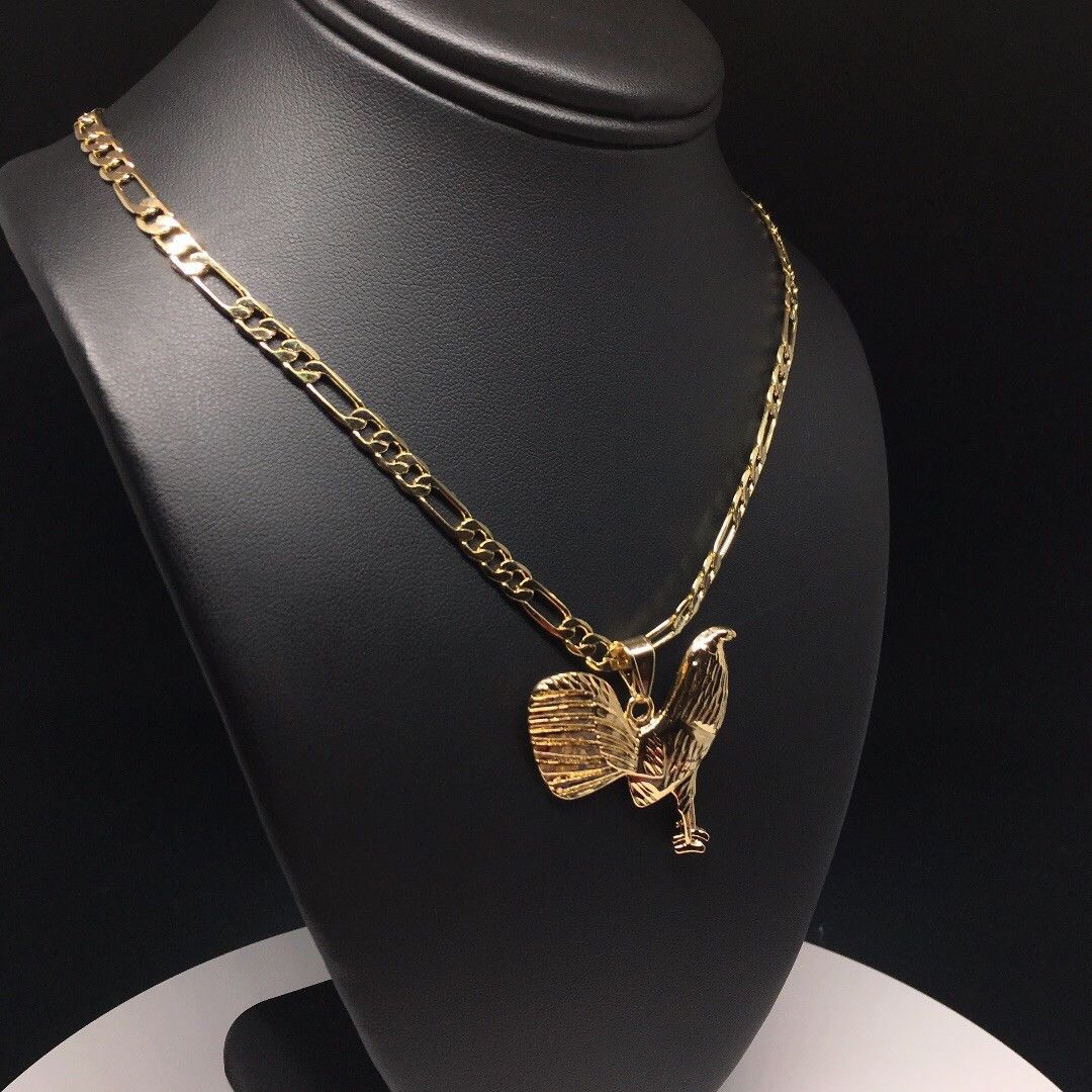 Gallo Medalla Gold Plated Chicken Rooster Pendant Necklace 26" Cadena Oro Lamina - Image 5