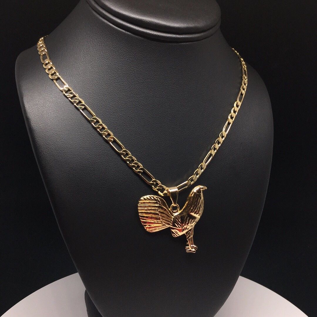 Gallo Medalla Gold Plated Chicken Rooster Pendant Necklace 26" Cadena Oro Lamina - Image 6