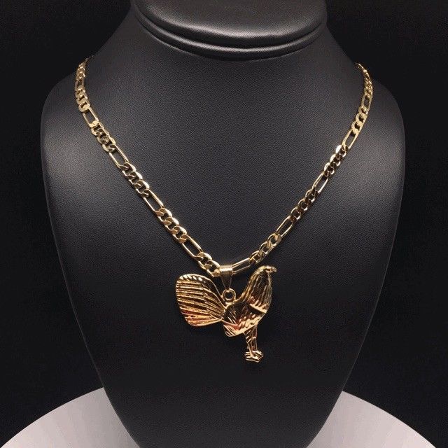 Gallo Medalla Gold Plated Chicken Rooster Pendant Necklace 26" Cadena Oro Lamina - Image 7