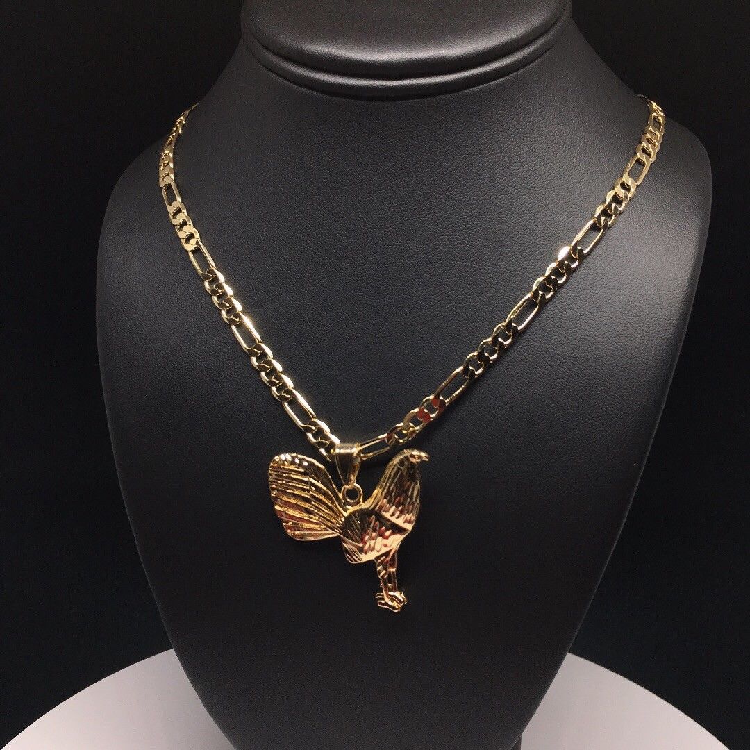 Gallo Medalla Gold Plated Chicken Rooster Pendant Necklace 26" Cadena Oro Lamina - Image 8