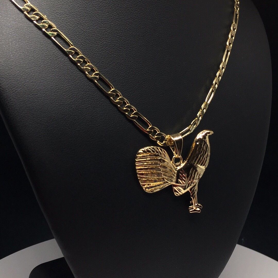 Gallo Medalla Gold Plated Chicken Rooster Pendant Necklace 26" Cadena Oro Lamina - Image 9