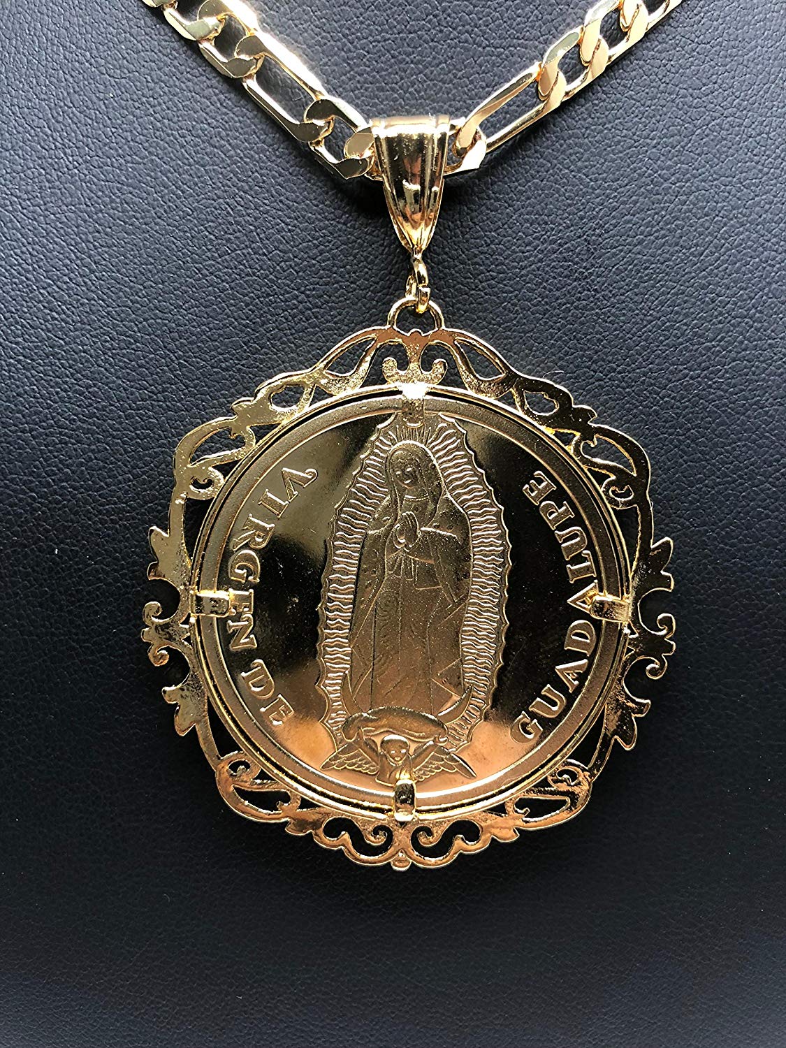 Gold Plated Saint Jude Pendant Necklace Figaro 26" San Judas Tadeo Virgen Centenario Medalla Oro Laminado - Image 9