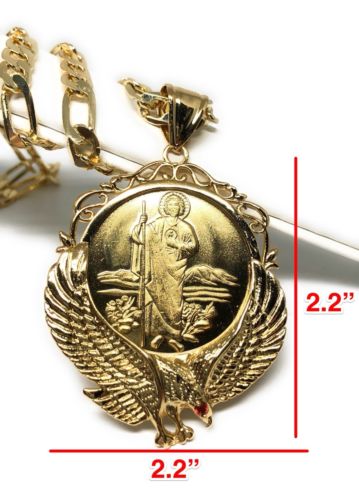 Gold Plated San Judas Tadeo Virgen Centenario Pendant Necklace - Image 2