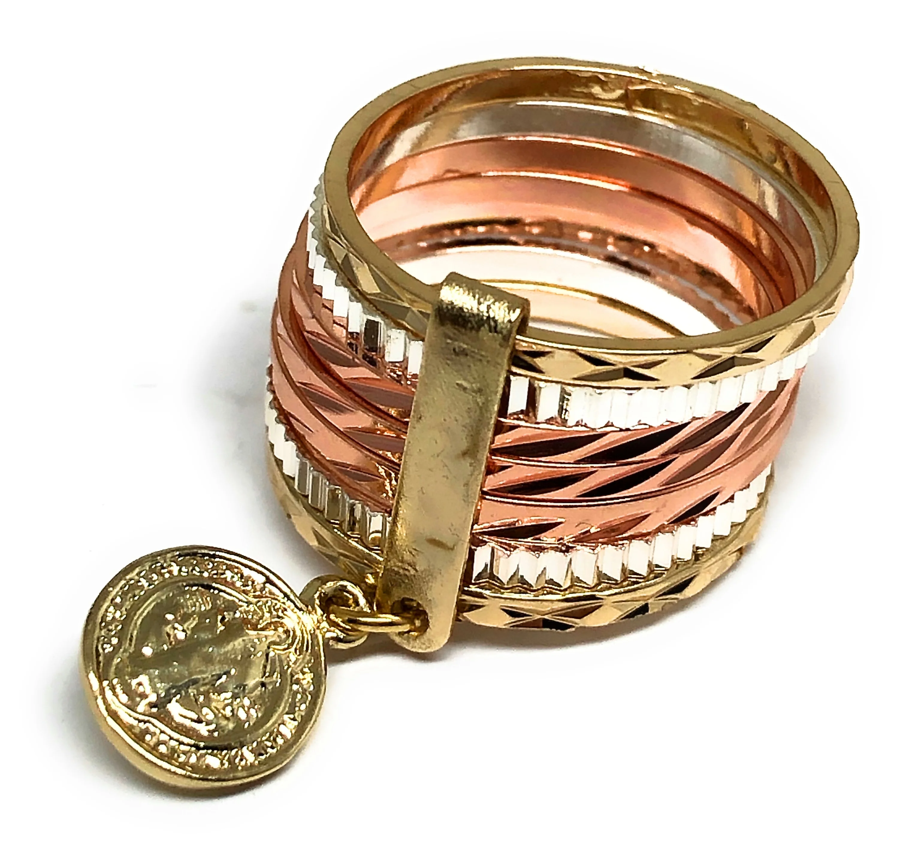 Tri-Color Gold Plated Semanario Saint Benedict Ring San Benito Anillo Semanario Tres Colores - Image 2